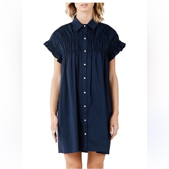 Molly Bracken Smock Dress cotton navy blue Lili Sidonio Collection medium - Picture 4 of 12
